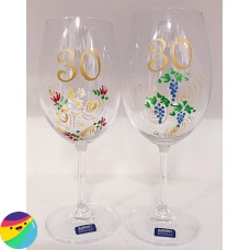 Kozarec za vino z ročno poslikavo za 30 let Kozarec za vino z ročno poslikavo za 30 let